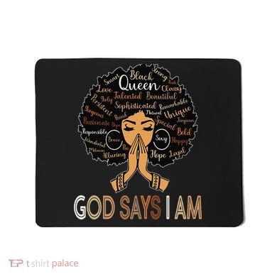 Retro Afro Juneteenth Vintage Black History God Says I Am Mousepad