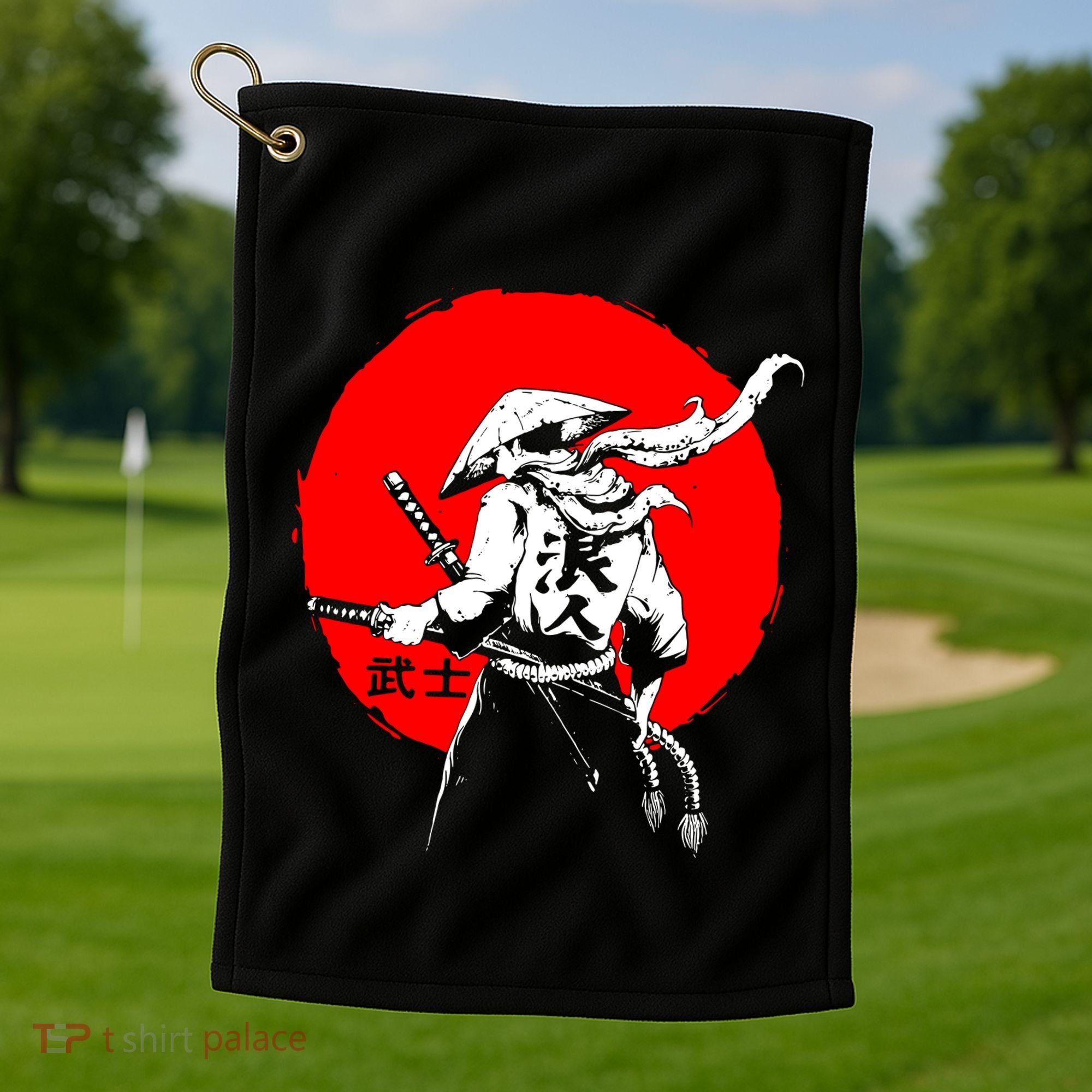 Retro Ancient Japan Samurai Warrior Tokyo Samurai Katana Golf Towel