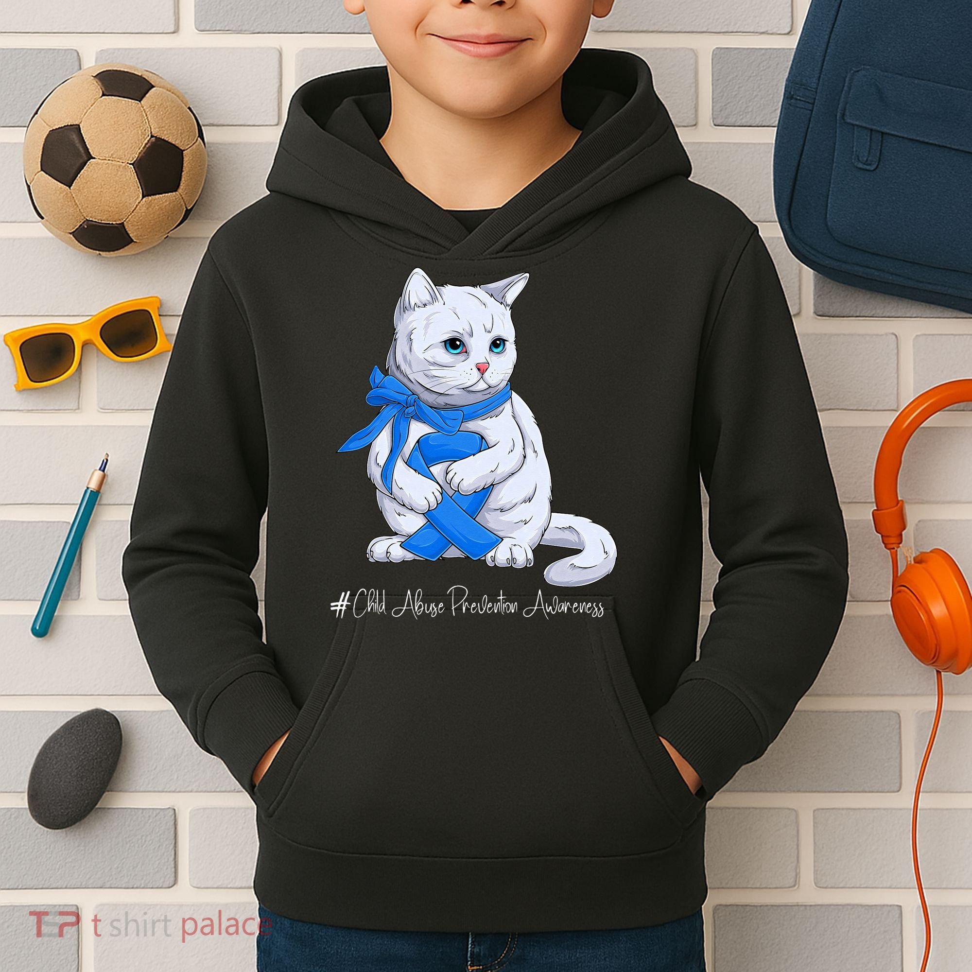 Rainbow All KidsMatter Pinwheel Child Abuse Awareness Kids Hoodie