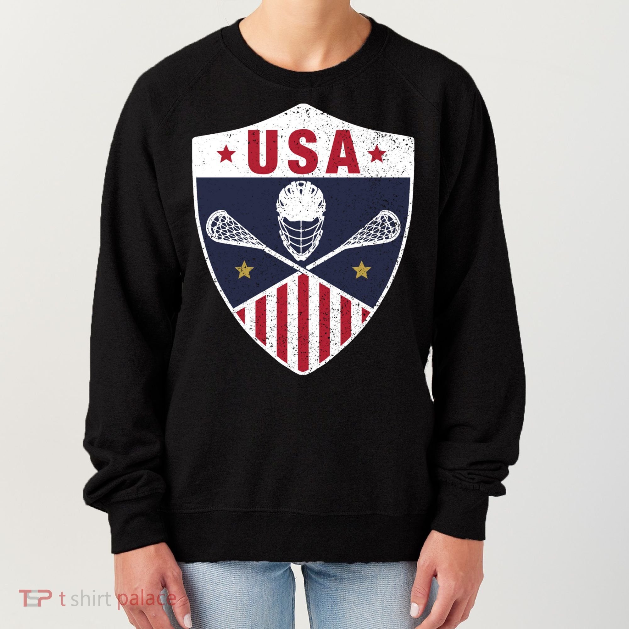 Retro American Lacrosse I Proud USA Lax Player Gift Women's Sweatshirt