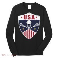 Retro American Lacrosse I Proud USA Lax Player Gift Long Sleeve Shirt thumb 0