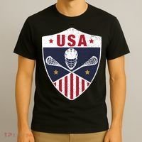 Retro American Lacrosse I Proud USA Lax Player Gift T-Shirt thumb 3