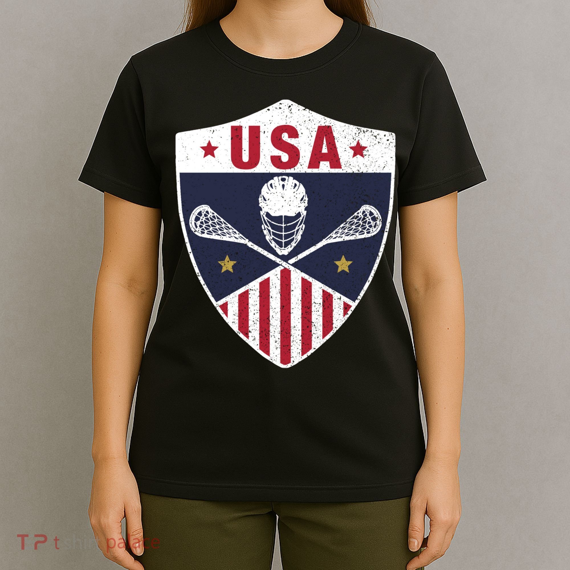 Retro American Lacrosse I Proud USA Lax Player Gift T-Shirt