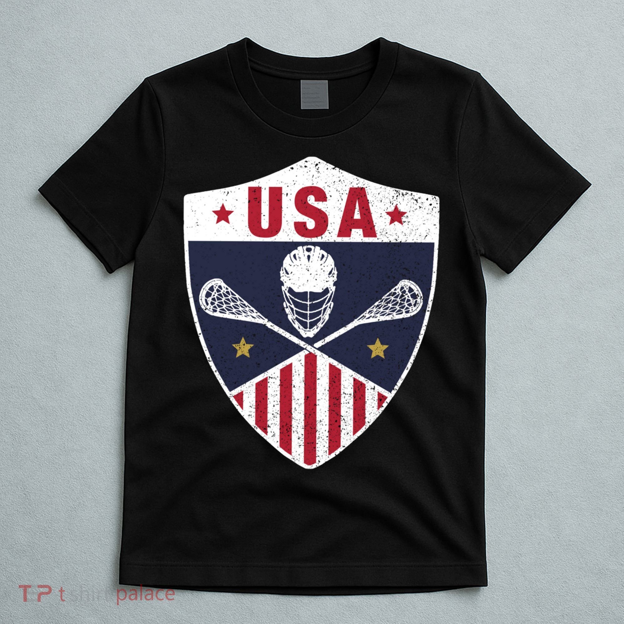 Retro American Lacrosse I Proud USA Lax Player Gift T-Shirt