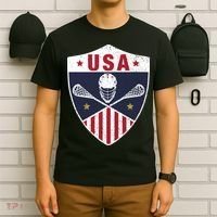 Retro American Lacrosse I Proud USA Lax Player Gift T-Shirt thumb 6
