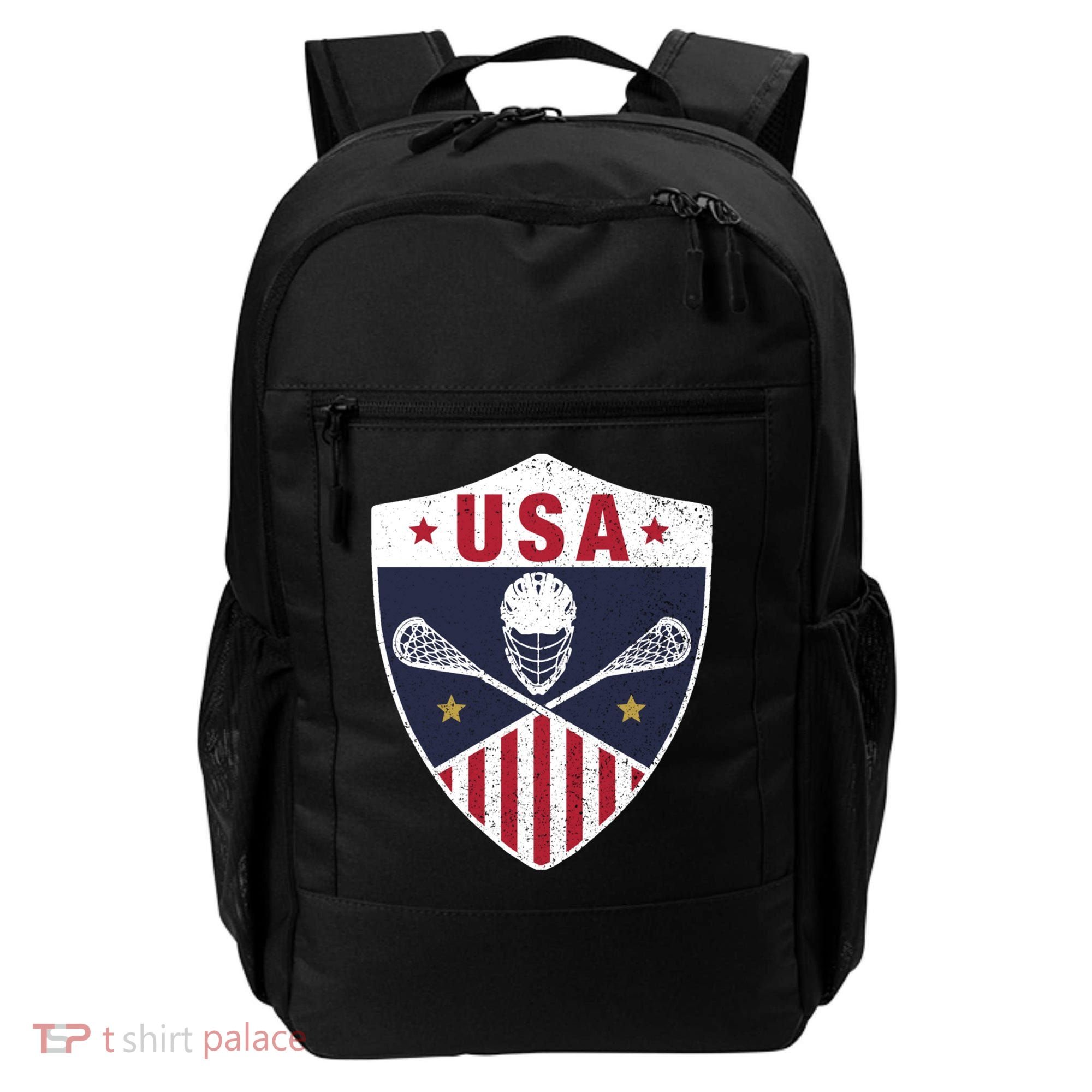 Retro American Lacrosse I Proud USA Lax Player Gift Backpack