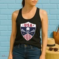 Retro American Lacrosse I Proud USA Lax Player Gift Women's Tank Top thumb 2