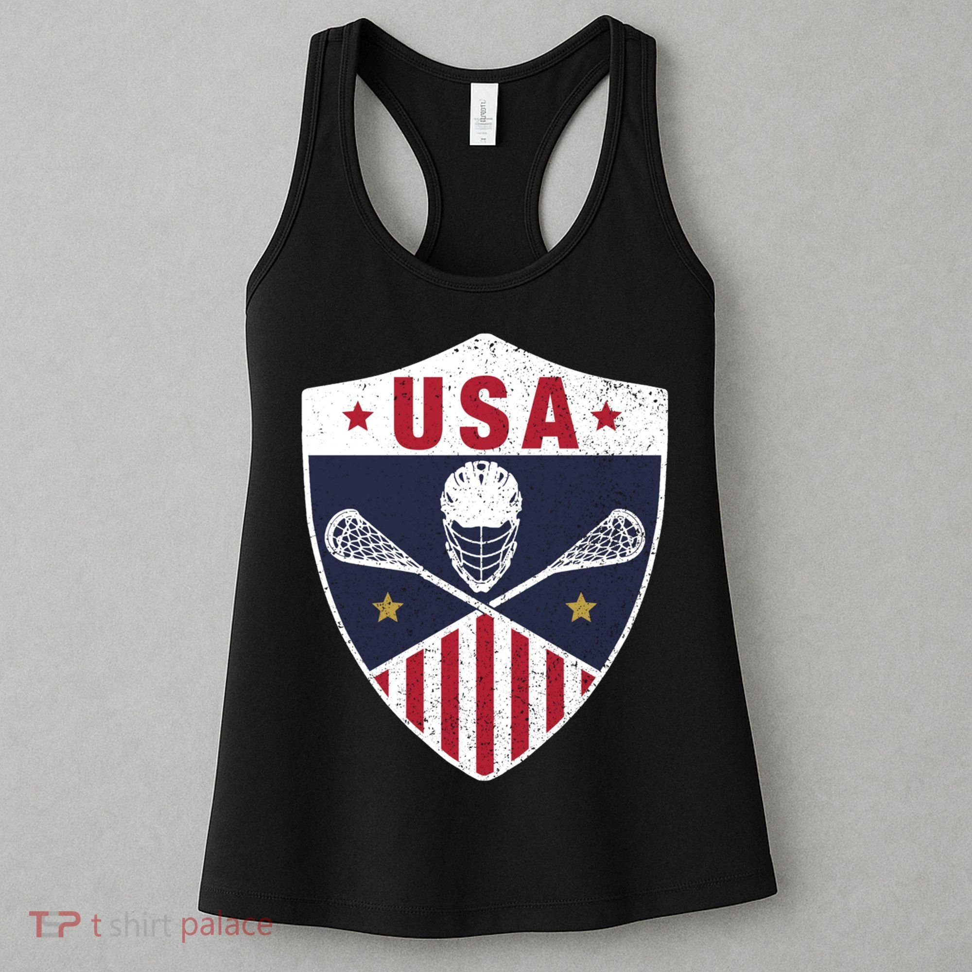 Retro American Lacrosse I Proud USA Lax Player Gift Women's Tank Top