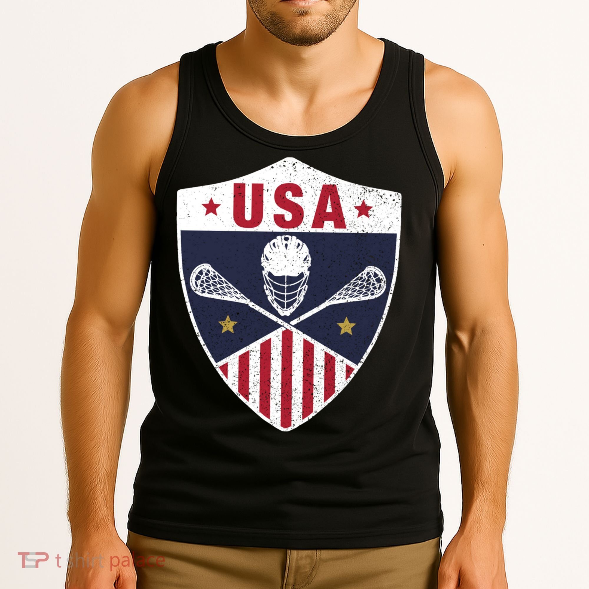 Retro American Lacrosse I Proud USA Lax Player Gift Tank Top