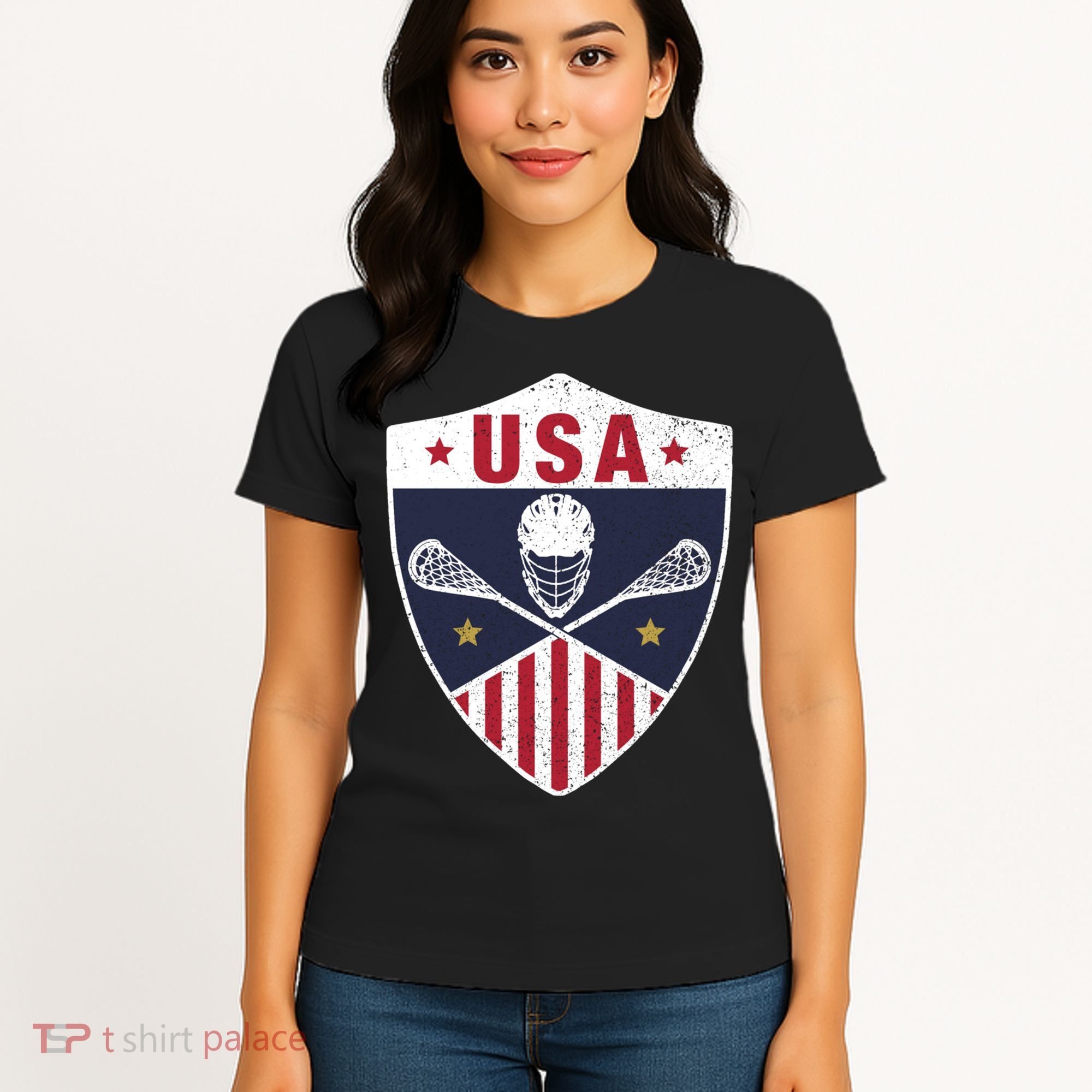 Retro American Lacrosse I Proud USA Lax Player Gift Women's T-Shirt