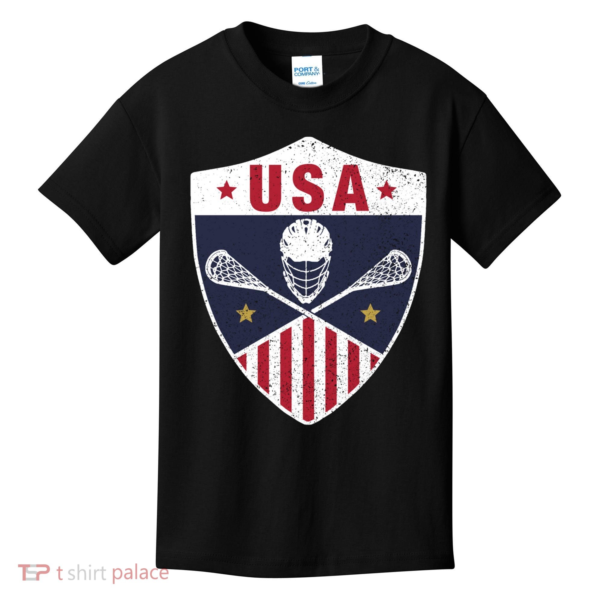 Retro American Lacrosse I Proud USA Lax Player Gift Kids T-Shirt