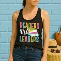 Readers Are Leaders Book Lover Women's Tank Top thumb 2