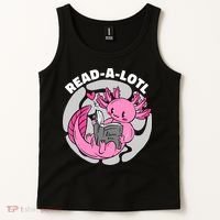 Read A Lotl Axolotl Cute Funny Reading Book Lover Tank Top thumb 2