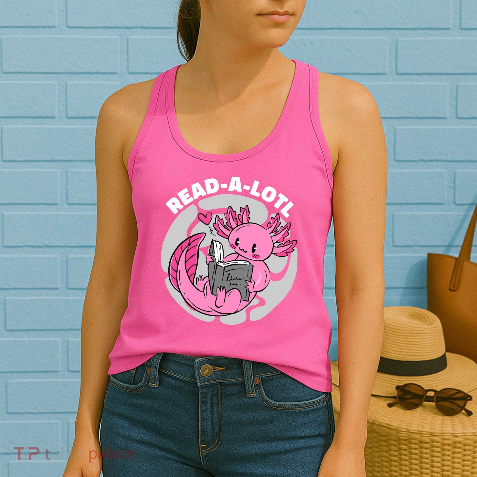 Read A Lotl Axolotl Cute Funny Reading Book Lover Women's Tank Top