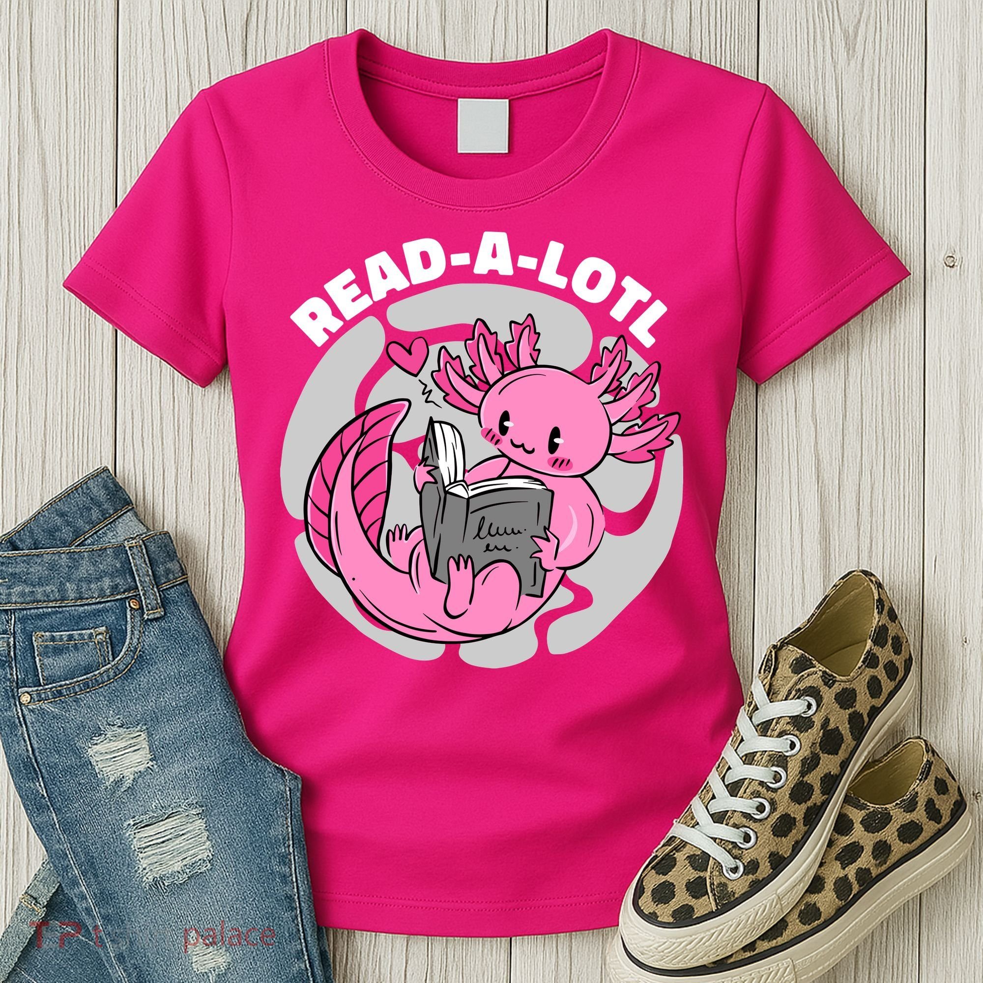 Read A Lotl Axolotl Cute Funny Reading Book Lover Women's T-Shirt