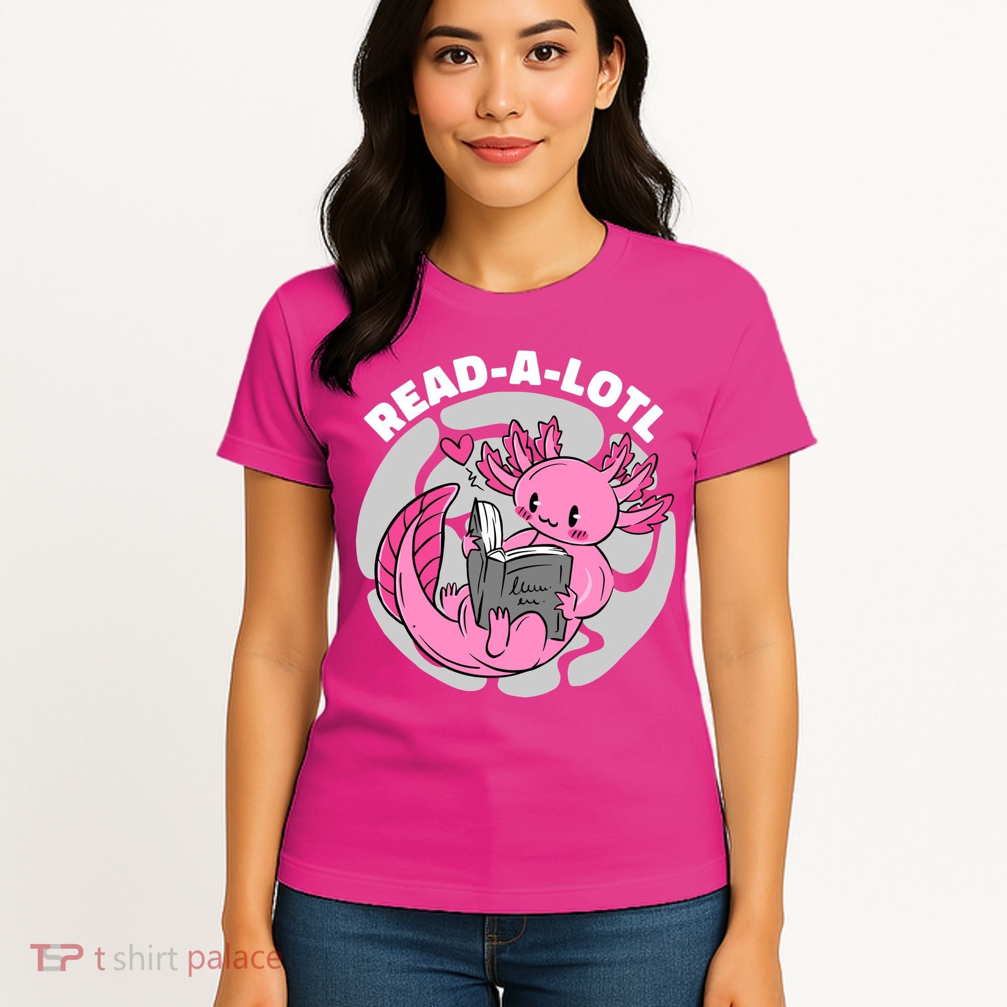 Read A Lotl Axolotl Cute Funny Reading Book Lover Women's T-Shirt