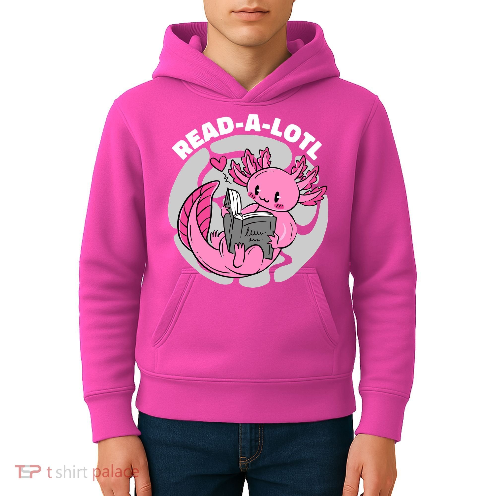 Read A Lotl Axolotl Cute Funny Reading Book Lover Kids Hoodie