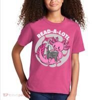 Read A Lotl Axolotl Cute Funny Reading Book Lover Kids T-Shirt thumb 2