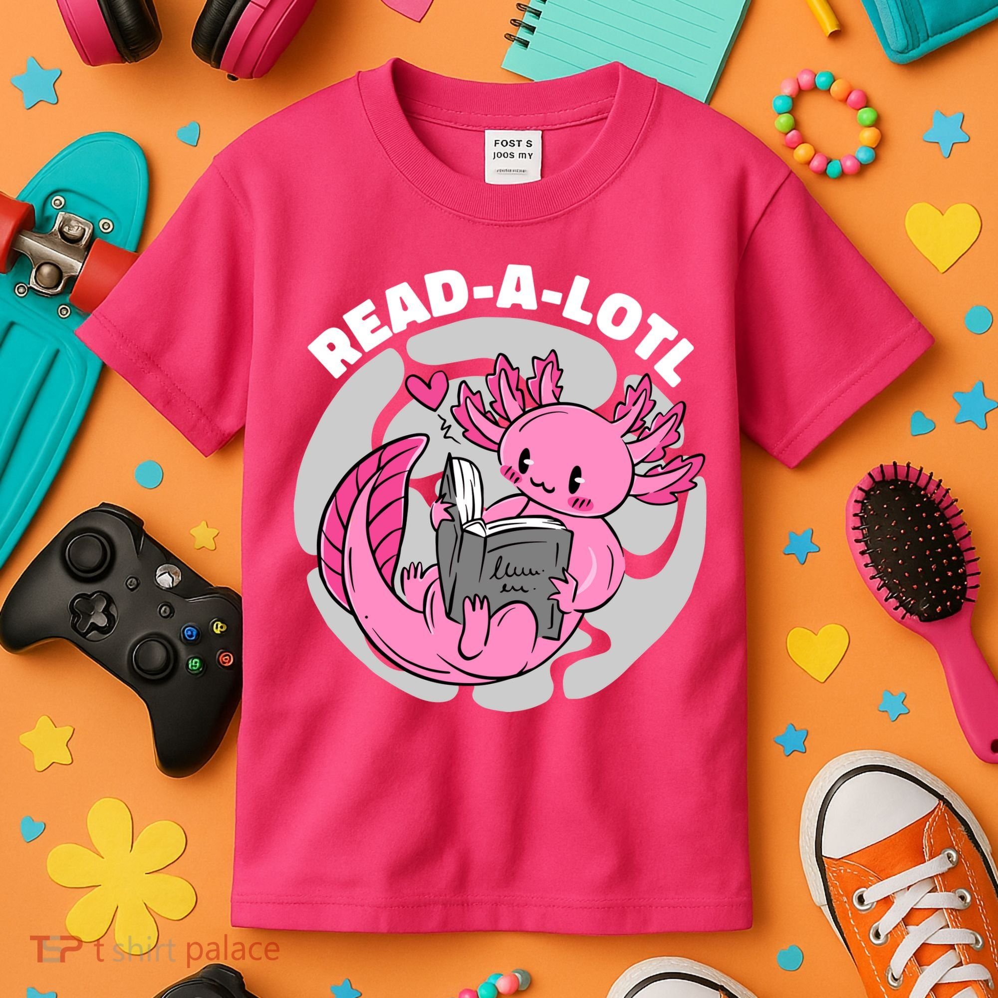 Read A Lotl Axolotl Cute Funny Reading Book Lover Kids T-Shirt