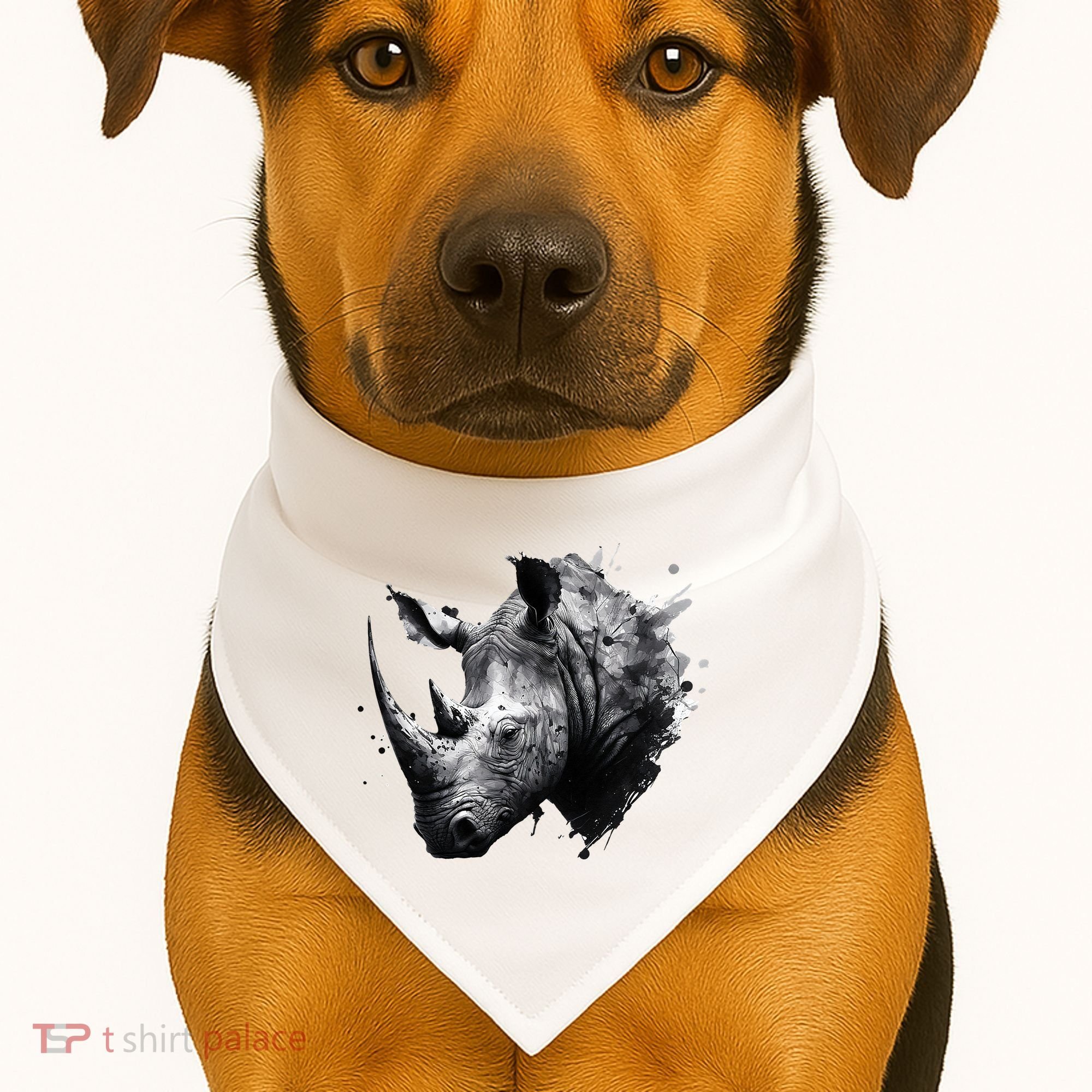 Rhino animal lovers animal rhino USA-Made Doggie Bandana