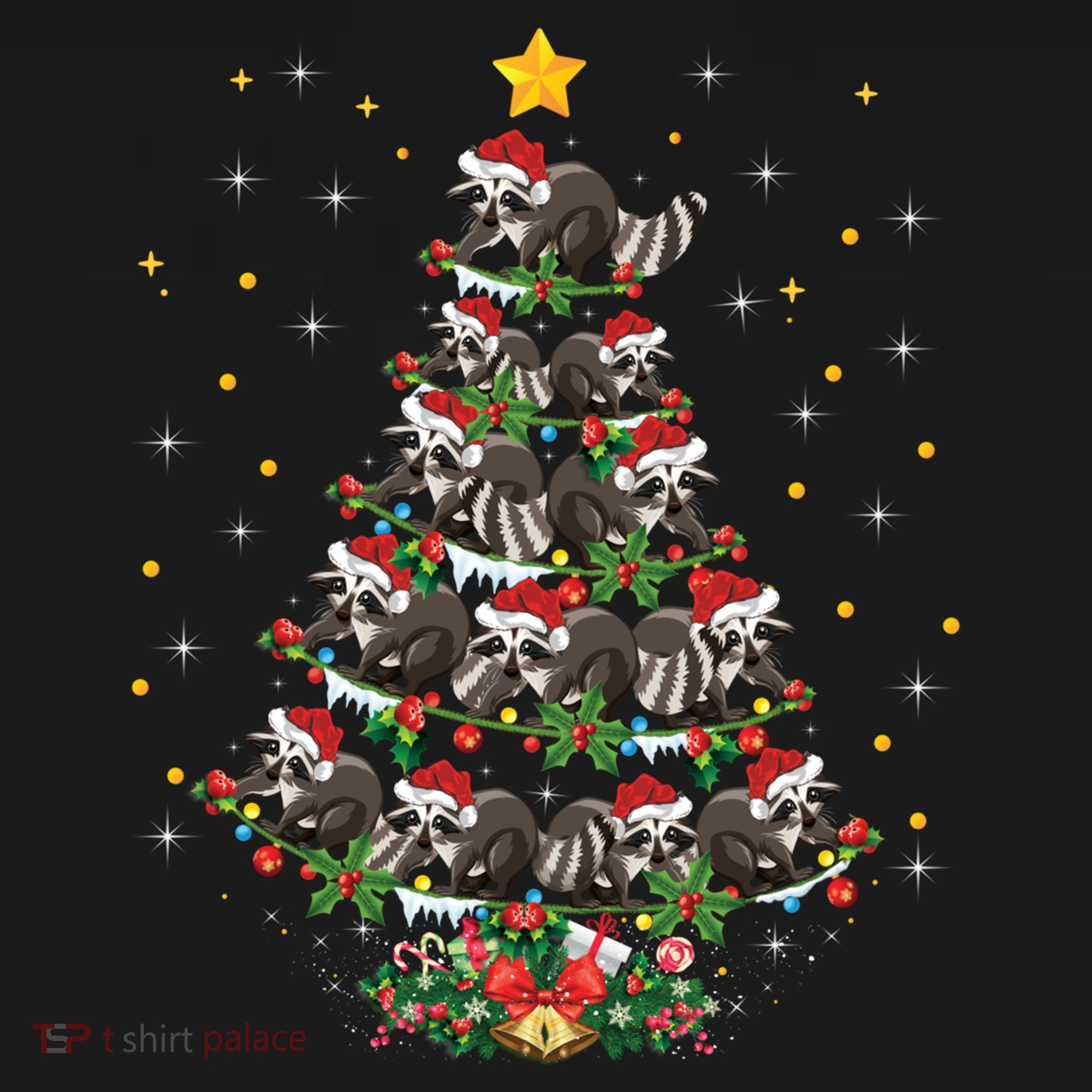 Raccoon Animal Lover Xmas Gift Raccoon Christmas Tree Gift Women's Hoodie
