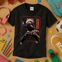 Raccoon Animal Martial Arts Kids T-Shirt thumb 3