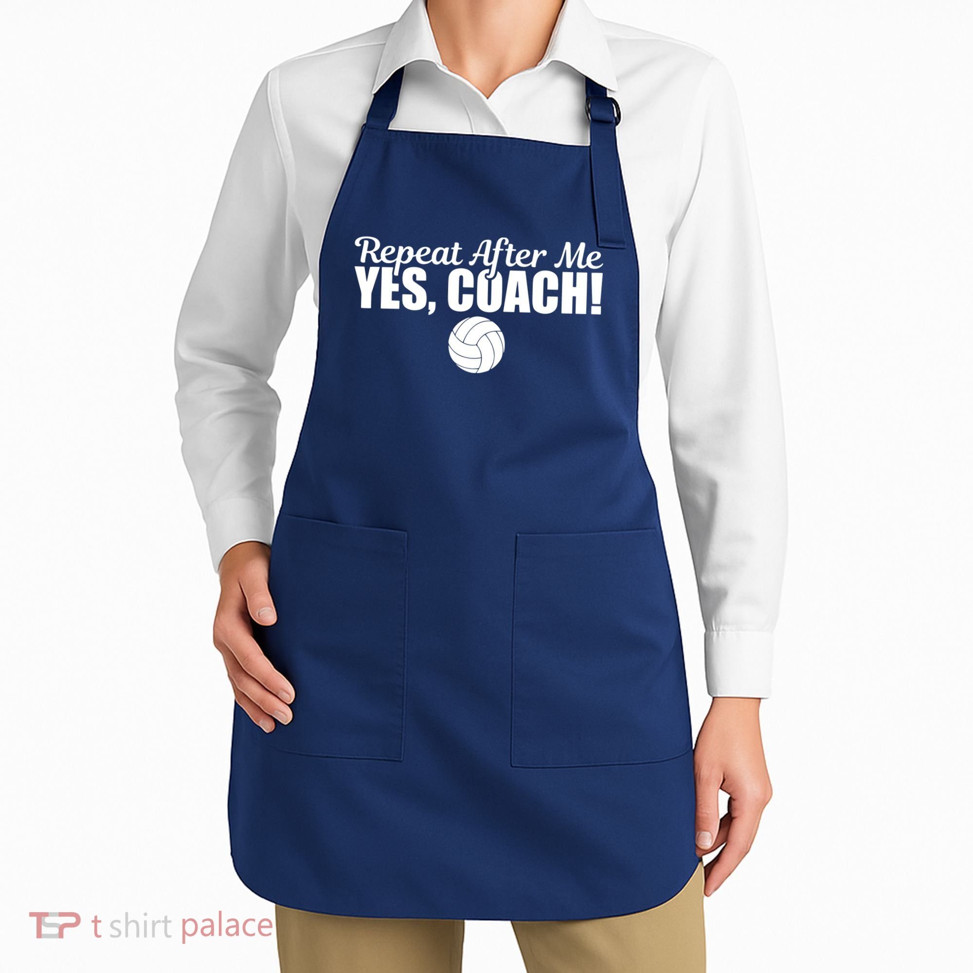 Repeat After Me Yes Coach Funny Sports Volleyball Apron