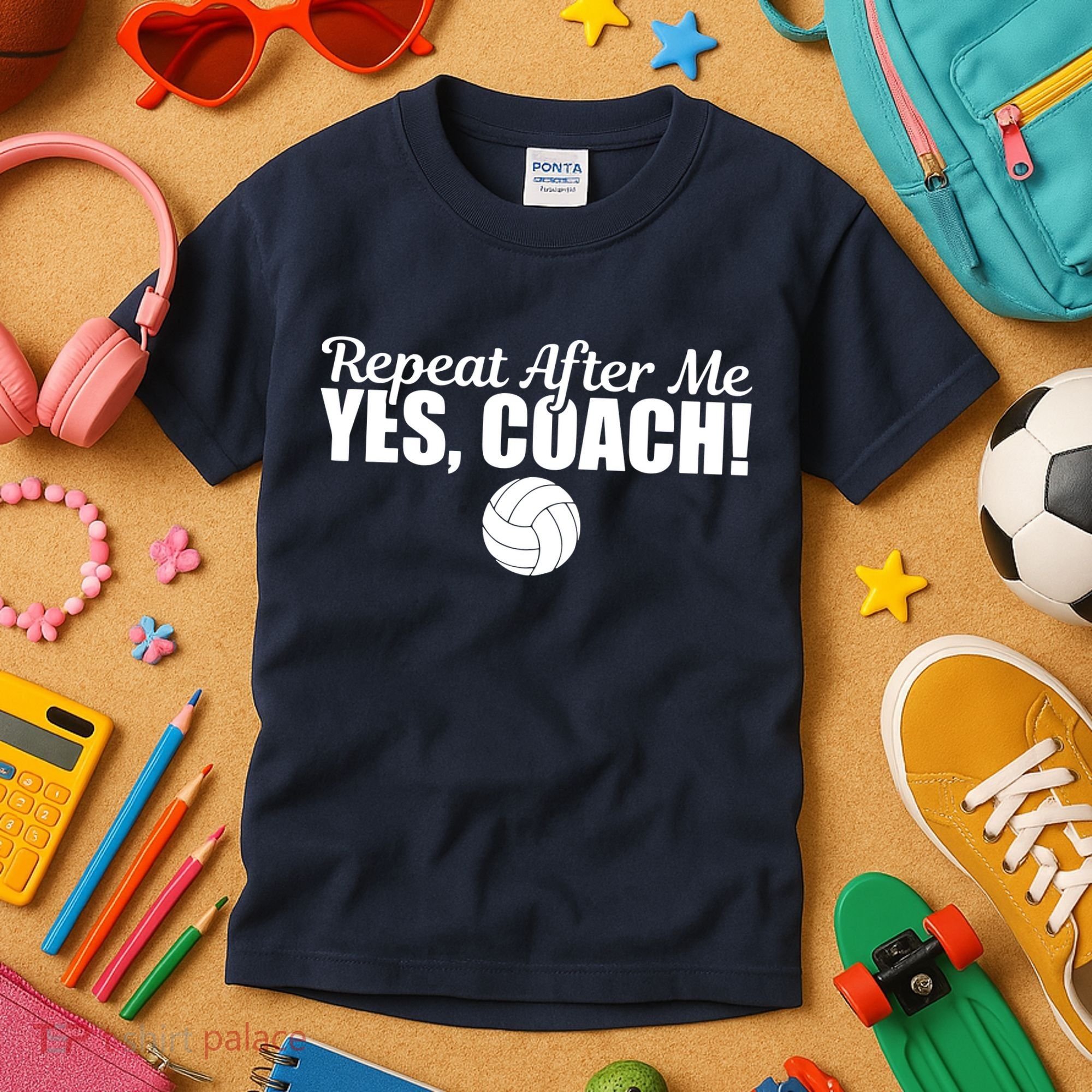Repeat After Me Yes Coach Funny Sports Volleyball Kids T-Shirt