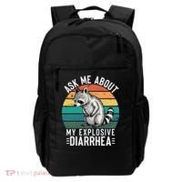 Retro Ask Me About My Explosive Diarrhea Funny Racoon Backpack thumb 0