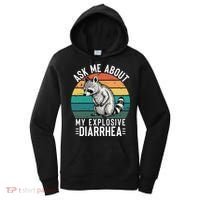 Retro Ask Me About My Explosive Diarrhea Funny Racoon Women's Hoodie thumb 0