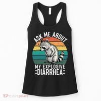 Retro Ask Me About My Explosive Diarrhea Funny Racoon Women's Tank Top thumb 0