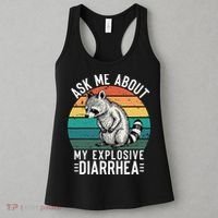Retro Ask Me About My Explosive Diarrhea Funny Racoon Women's Tank Top thumb 3