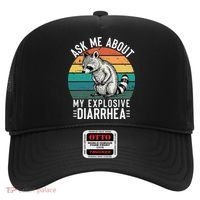 Retro Ask Me About My Explosive Diarrhea Funny Racoon Hat thumb 0