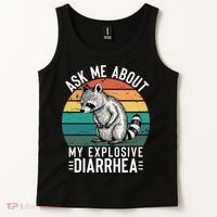 Retro Ask Me About My Explosive Diarrhea Funny Racoon Tank Top thumb 2