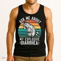 Retro Ask Me About My Explosive Diarrhea Funny Racoon Tank Top thumb 3
