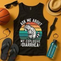 Retro Ask Me About My Explosive Diarrhea Funny Racoon Tank Top thumb 4