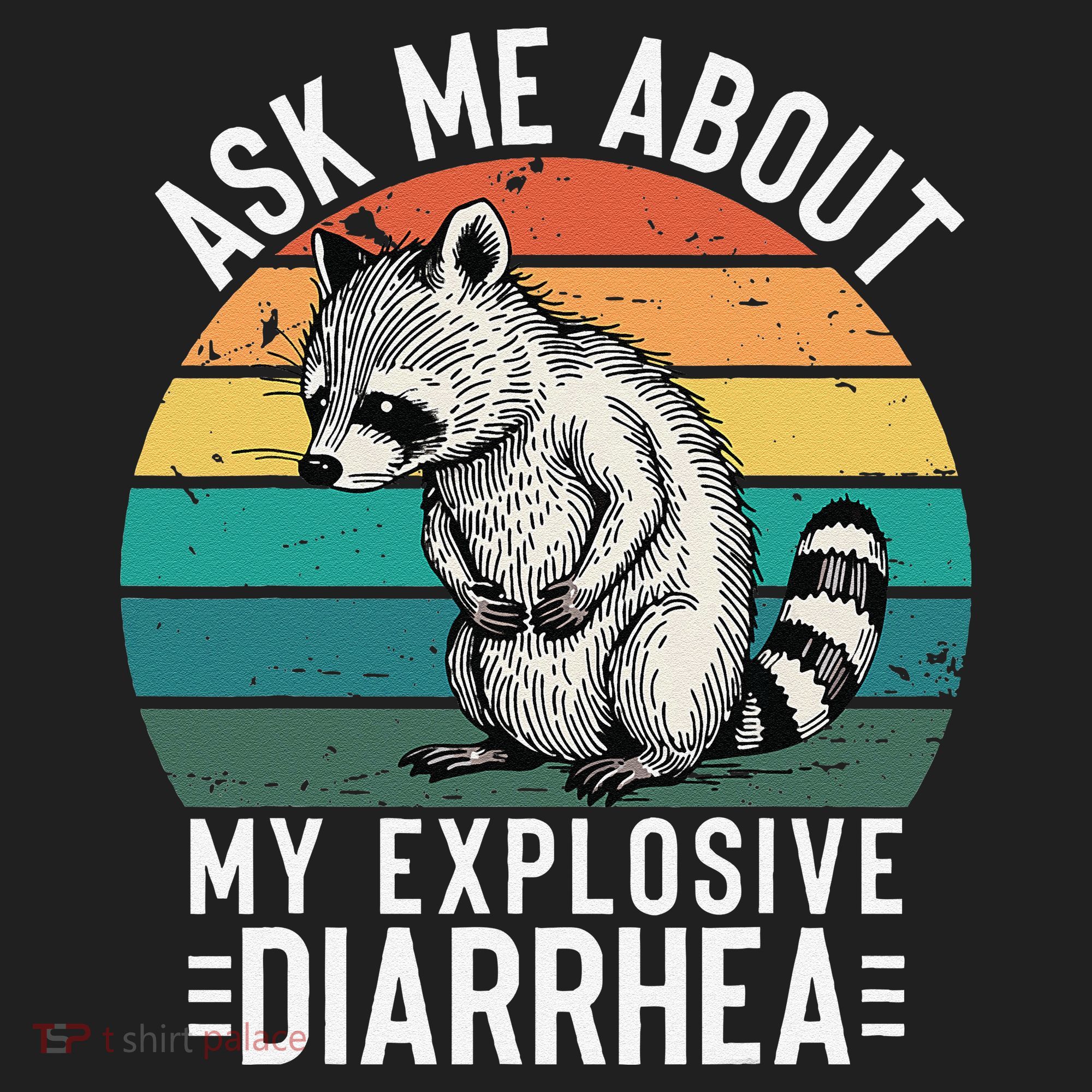 Retro Ask Me About My Explosive Diarrhea Funny Racoon Golf Towel
