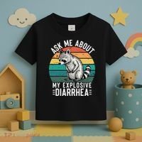 Retro Ask Me About My Explosive Diarrhea Funny Racoon Toddler T-Shirt thumb 3