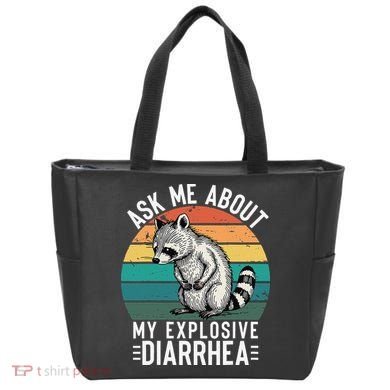 Retro Ask Me About My Explosive Diarrhea Funny Racoon Tote Bag