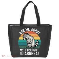 Retro Ask Me About My Explosive Diarrhea Funny Racoon Tote Bag thumb 0