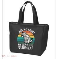 Retro Ask Me About My Explosive Diarrhea Funny Racoon Tote Bag thumb 3