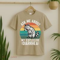 Retro Ask Me About My Explosive Diarrhea Funny Racoon T-Shirt thumb 2
