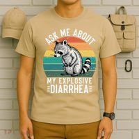 Retro Ask Me About My Explosive Diarrhea Funny Racoon T-Shirt thumb 6