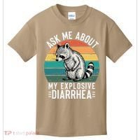 Retro Ask Me About My Explosive Diarrhea Funny Racoon Kids T-Shirt thumb 0
