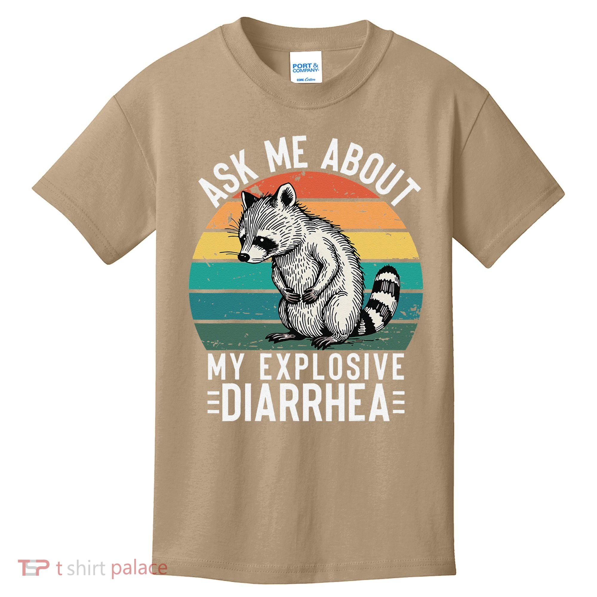 Retro Ask Me About My Explosive Diarrhea Funny Racoon Kids T-Shirt