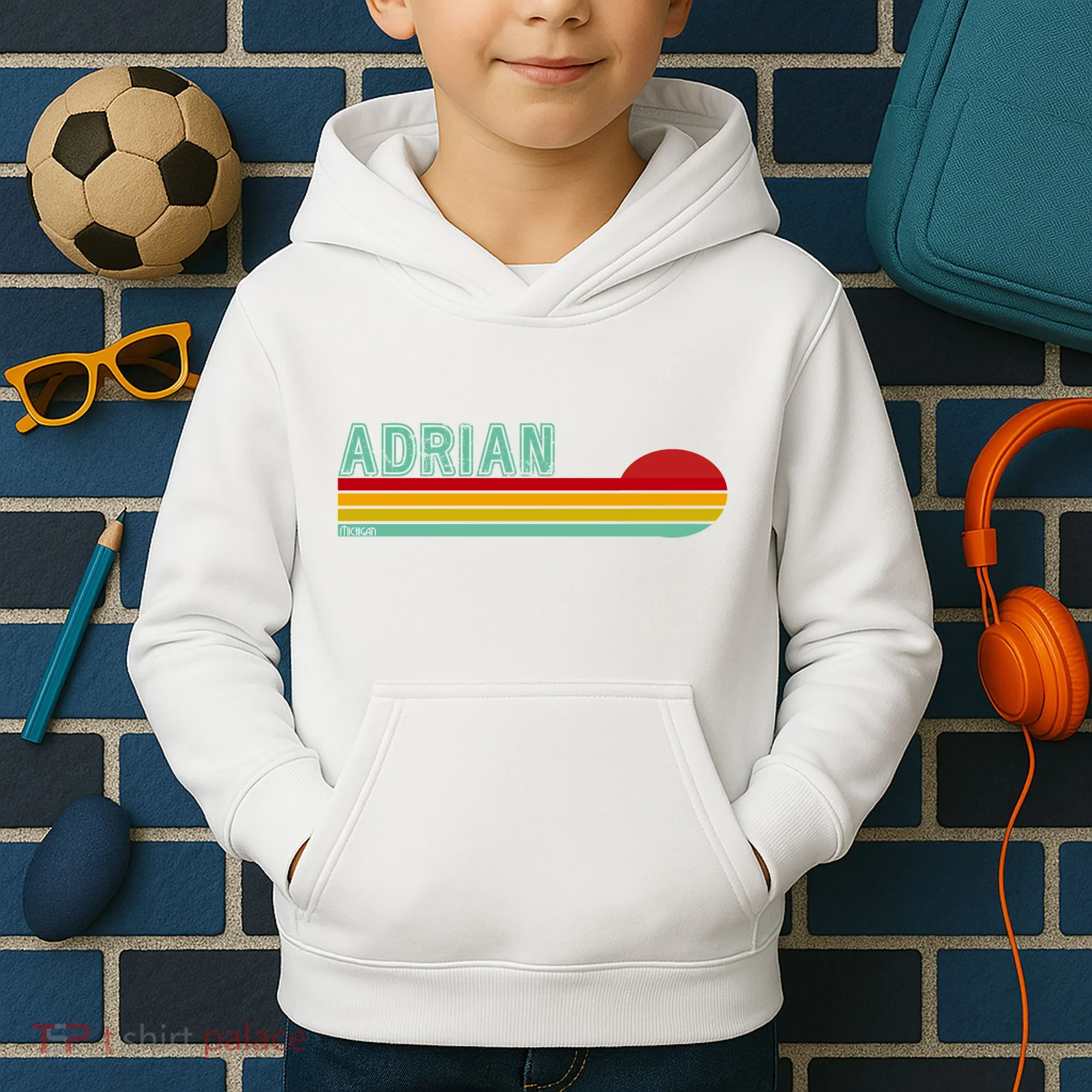 Retro Adrian Michigan Kids Hoodie