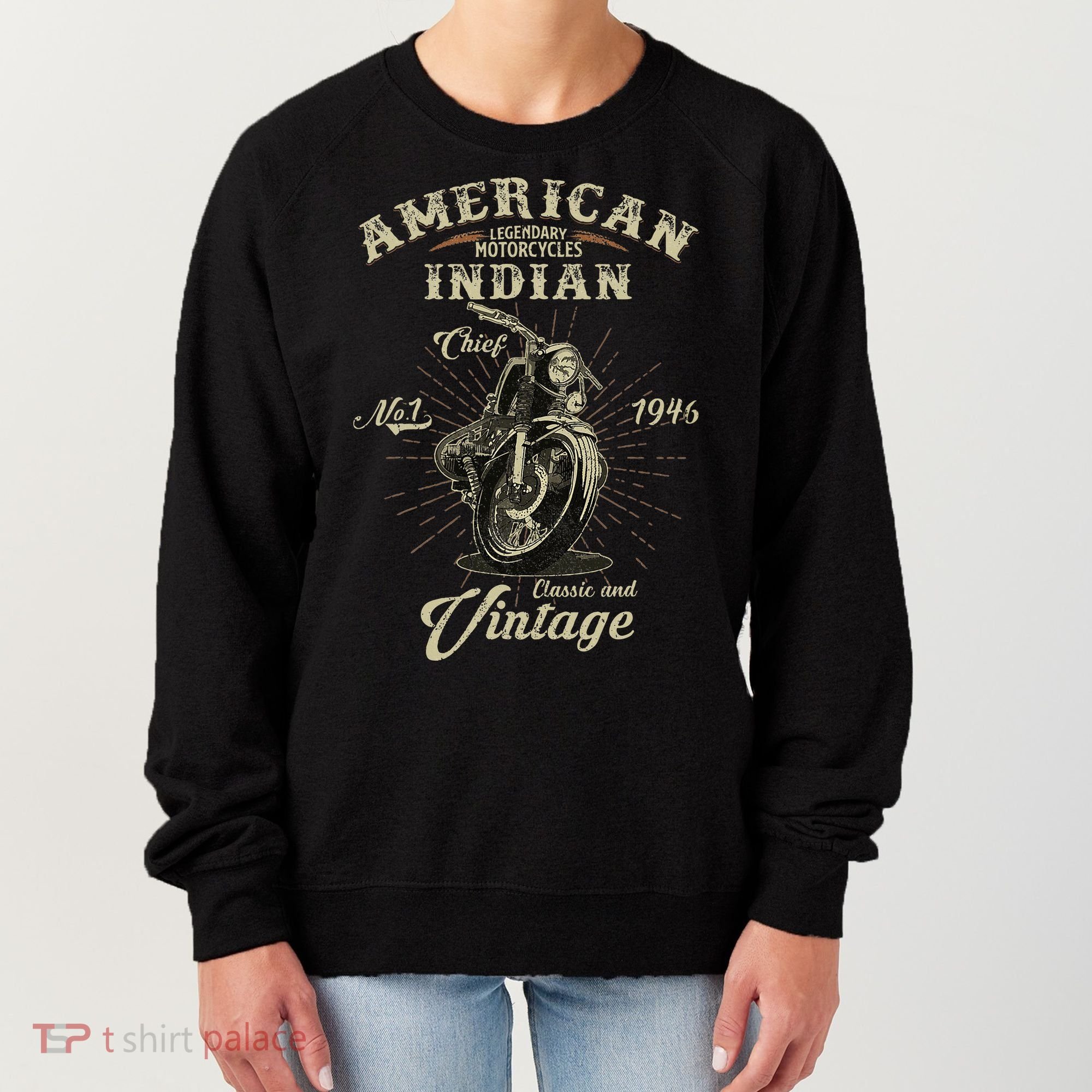 Retro American Motorcycle Indian For Old Biker 1946 Women's Sweatshirt