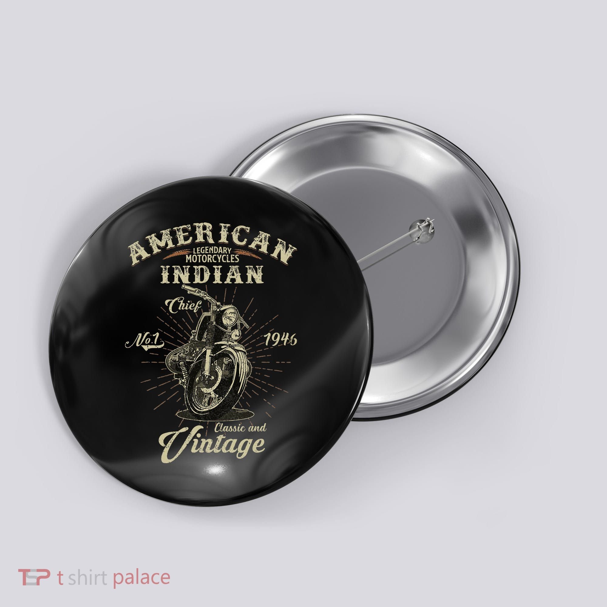 Retro American Motorcycle Indian For Old Biker 1946 Button