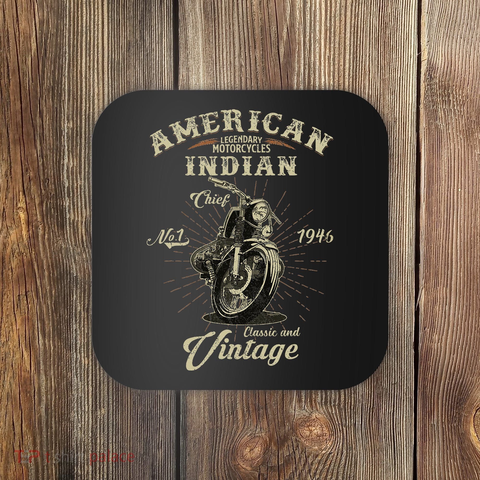Retro American Motorcycle Indian For Old Biker 1946 Coaster