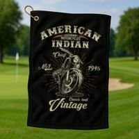 Retro American Motorcycle Indian For Old Biker 1946 Golf Towel thumb 1
